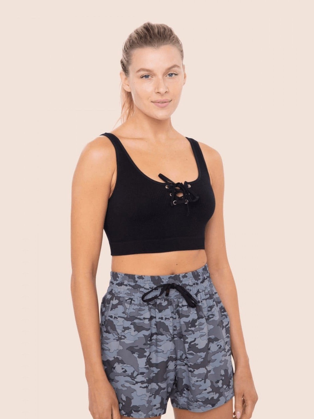 Ribbed Lace-Up Sportsbra - BKFJNY