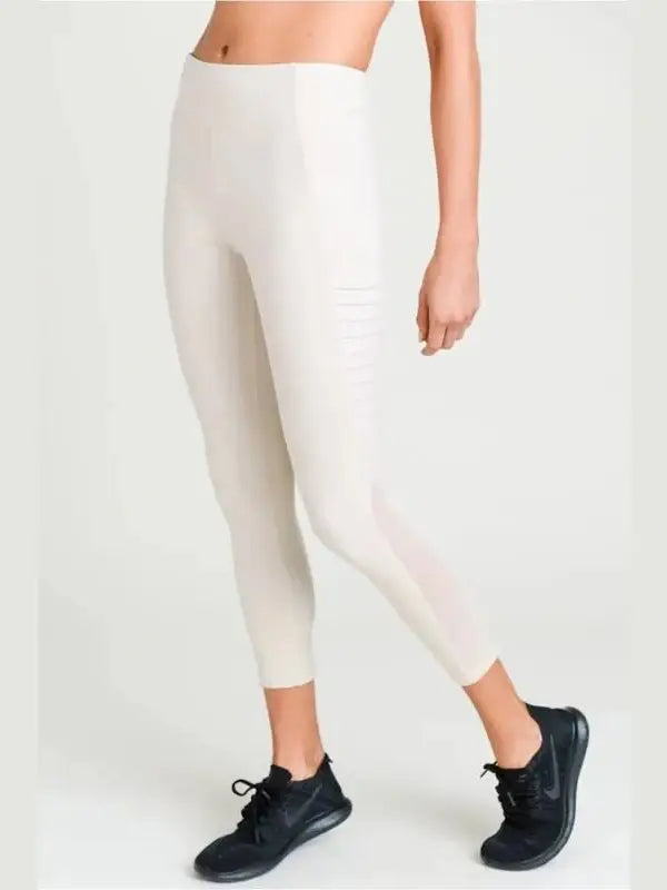 Ribbed Splice Mesh Pocket Leggings - BKFJNY