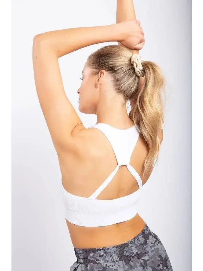 Ribbed Triangle Back Sports Bra - BKFJNY
